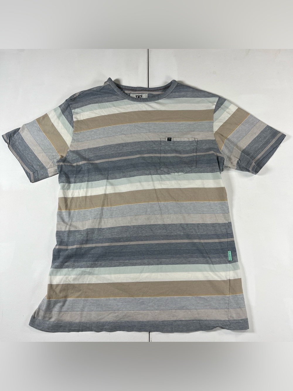 Vissla Pocket T-Shirt Men’s L Striped Cotton Crew Neck Short Sleeve Surf Beach